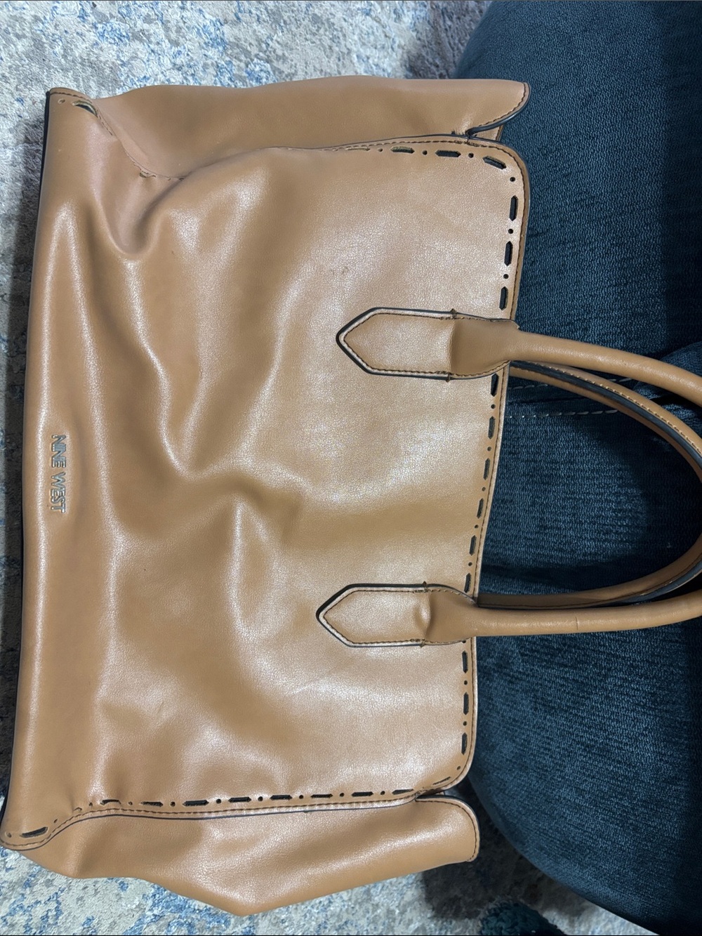 Nine West Caramel Tan Tote Bag with Top Handles